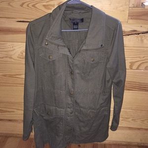 army green over coat